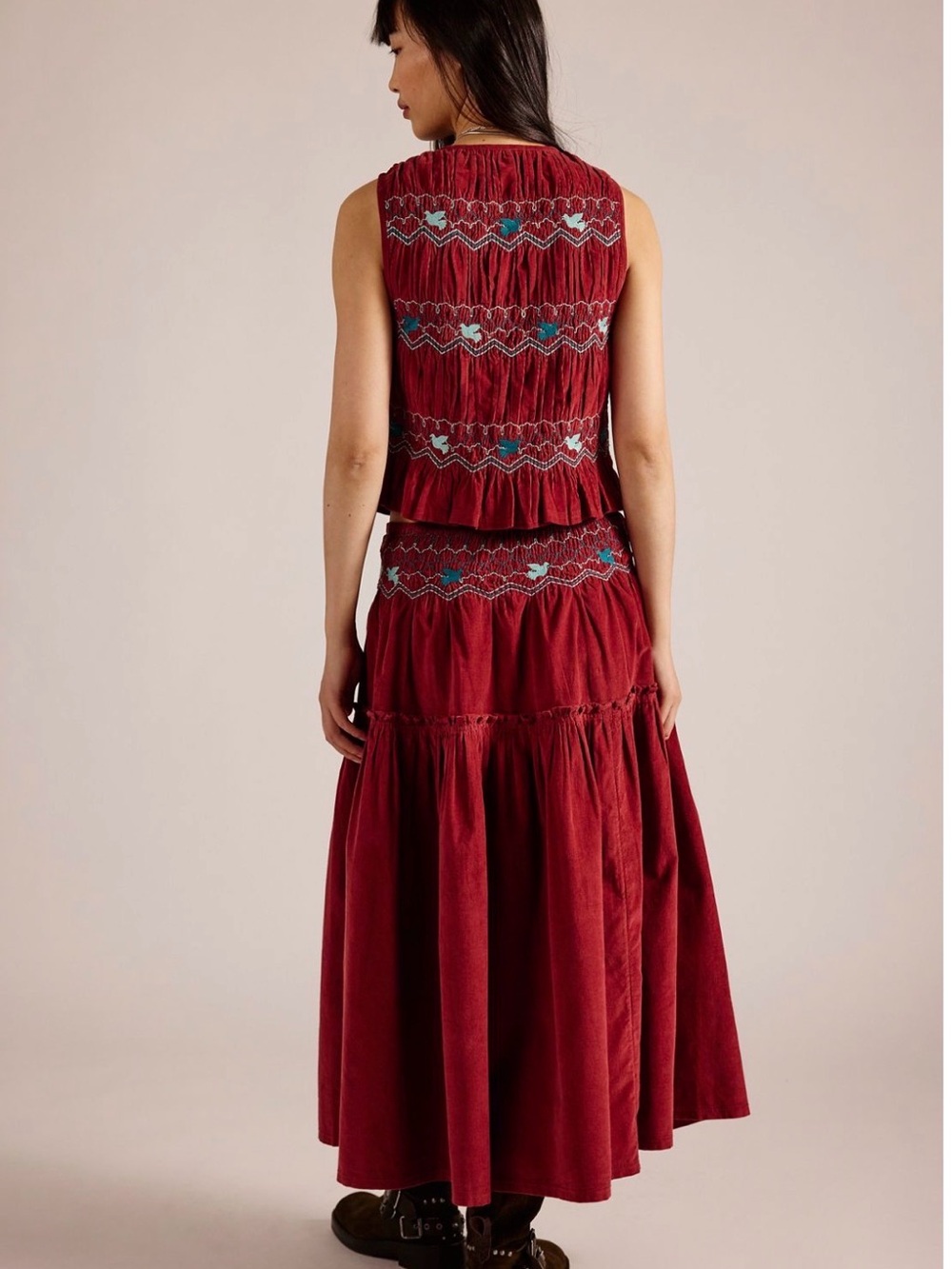 Free People Terra Smocked Maxi Skirt Set. NWT. - Picture 2 of 10